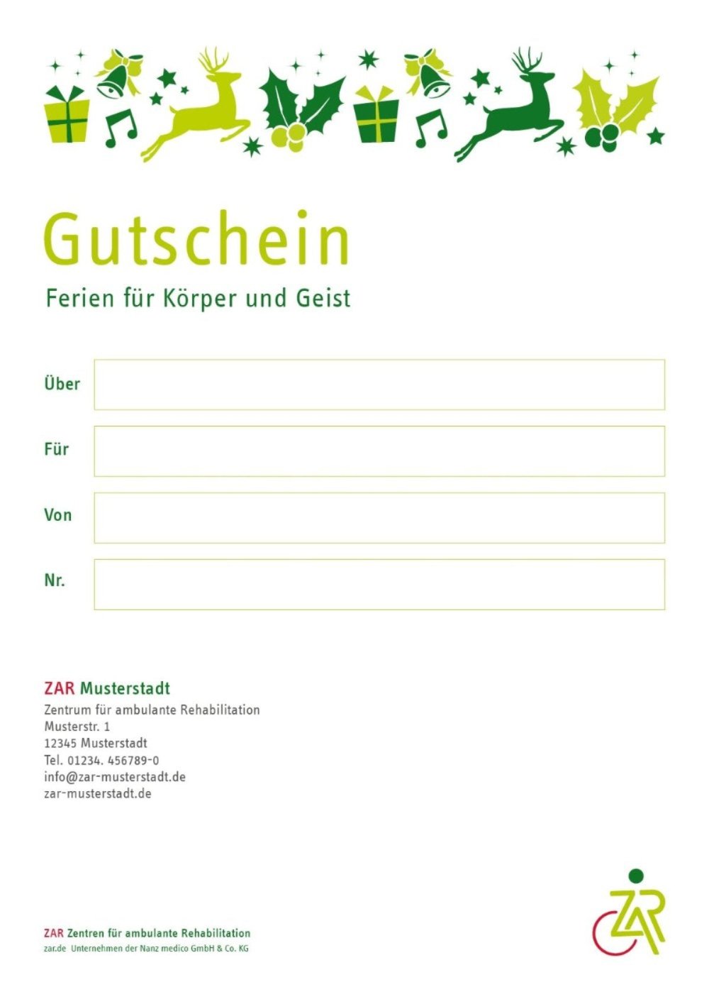 Geschenkgutschein-Vorschaubild über buchbare Behandlungen im ZAR Aalen - mit Weihnachtsmotive, perfekt als Weihnachtsgeschenk.